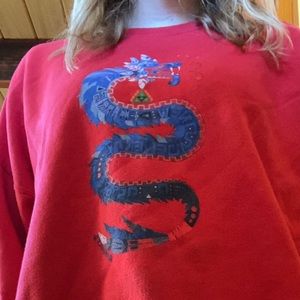 Custom red dragon oversized hoodie❣️
